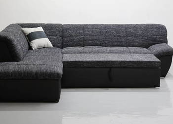 TPD Narożnik z funkcją spania czarny kolor rozkładana rogówka kanapa sofa