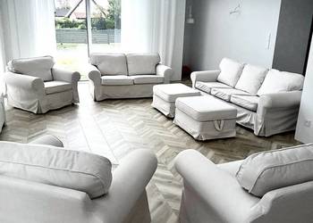 Duży komplet wypoczynkowy Ikea Ektorp - Nowe poszycie