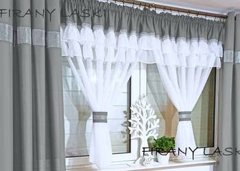 Firany 400x150 firana firanka falbanki szare czarne