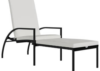 Leżak z podnóżkiem polirattan czarny WM-317629