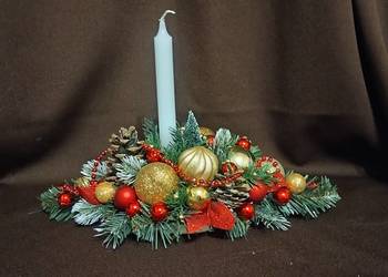 Stroik świąteczny bożonarodzeniowy średnica 35 cm szerokość prawie 20