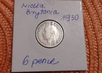 moneta srebrna Wielkiej Brytanii z 1930r moneta srebrna Wielkiej Brytanii z 1930r