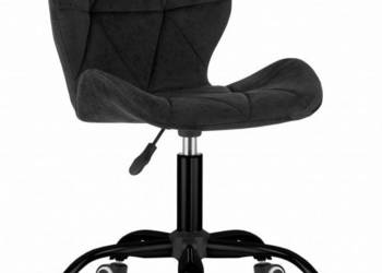Fotel biurowy krzesło obrotowe z szerokim oparciem welur aksamit czarne