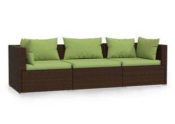 vidaXL 3-osobowa sofa ogrodowa z poduszkami, polirattan, brązowa(sku317555)