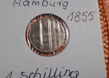 moneta srebrna Wolnego Miasta Hamburg z 1855r