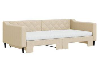 vidaXL Sofa rozsuwana z materacami, kremowa, 100x200 cm,(SKU:3197453)
