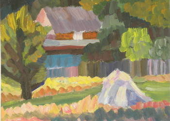 Pejzaż,park, budowle - Mazowsze, gwasz,  Renata Bulicz