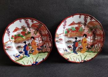 Stara przedwojenna porcelana Victoria Austria 2 Gejsze Japan bunt 2 talerze