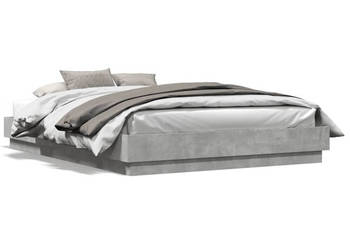 Rama łóżka z oświetleniem LED szarość betonu 150x200 cm WM-3209789