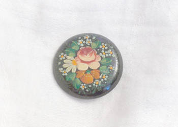prl broszka malowana w kwiaty, retro broszka prl, vintage broszka kwiatki