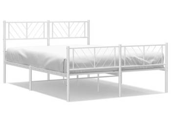 Łóżko Metalowe Białe Rama Łóżka Ze Stelażem Biała 140x190 cm WM-372246