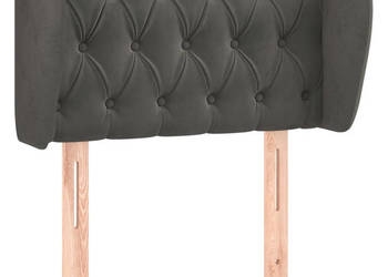 Zagłówek uszak ciemnoszary 83x23x78/88 cm aksamitny WM-3117511
