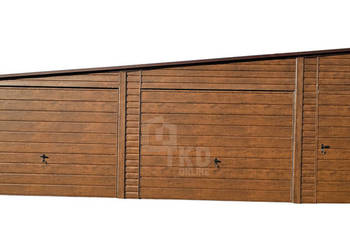 Garaż blaszany 8,5x6 m 2x brama uchylna drzwi drewnopodobny TKD464