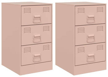 Szafki nocne 2 szt. różowe 345x39x62 cm stal WM-841778