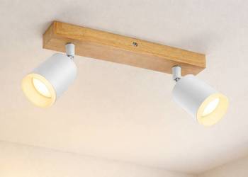 ZMH reflektor sufitowy 2 punktowy  drewno GU10 reflektor ścienny 350°