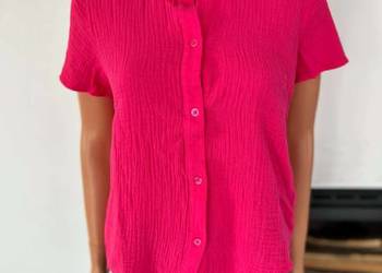 Bluzka Bodyflirt różowa bawełniana guziki falbanka casual 34 XS
