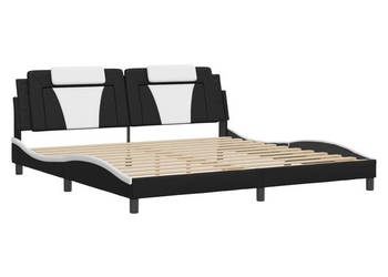 Rama łóżka z LED czarno-biała sztuczna skóra 200x200 cm WM-3214048