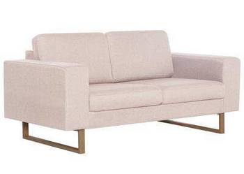 vidaXL Sofa 2-osobowa tapicerowana tkaniną, kremowa（281381）