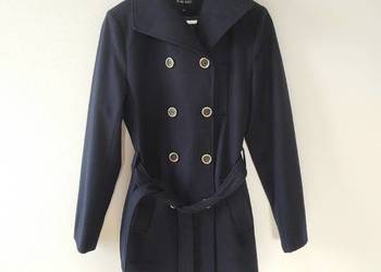 Granatowy wełniany płaszcz Nine West Wool 38 Vintage