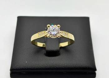 Nowy złoty pierścionek pr 585 3,42g (Rozmiar 23) Cyrkonia, Ocechowany