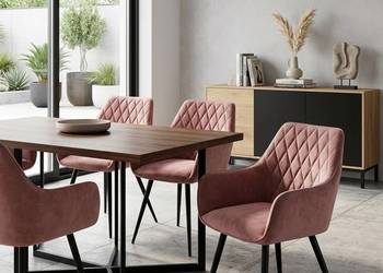 Różowe Krzesło Tapicerowane Carbo, Wysyłka 24H, Dostawa 0zł!