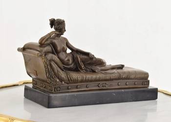 wg A. Canova - Dama na Szezlongu Figura Rzeźba z Brązu + Marmur - Dekor