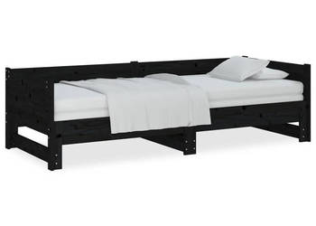 Łóżko rozsuwane czarne lite drewno sosnowe 2x(90x200) cm WM-820256
