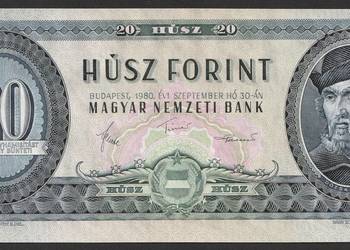 Węgry 20 forint 1980 - Dozsa - stan bankowy UNC -