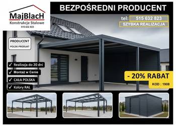 Ładne ZADASZENIE do Ogrodu / Zadaszenie na pojazdy /WIATA   Maj-Blach