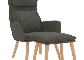 Fotel z podnóżkiem ciemnoszary obity aksamitem WM-3097821