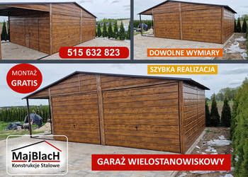 ZŁOTY DĄB  Garaż Blaszany z zadaszeniem bocznym, Garaże  -Maj-Blach
