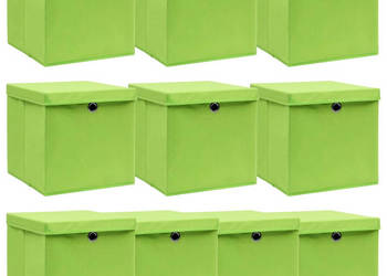 Pudełka z pokrywami 10 szt. zielone 32x32x32 cm tkanina WM-288372