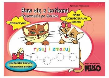Baw się z kotkami. Rysowanie po śladzie + pisak gratis