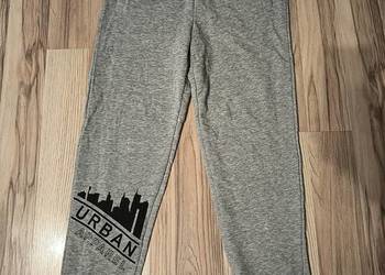 Szare Długie Spodnie Dresowe Bawełniane Elastyczne Nadruk Pepperts 158