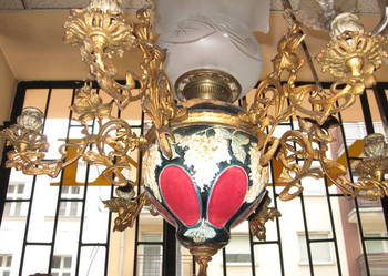 Lampa naftowa wisząca XIX w. oryginał