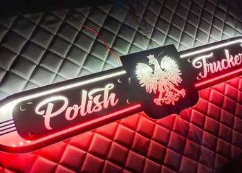 Lustro LED, POLISH TRUCKER biało czerwone długie 100x25 podświetlane TIR