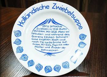 Muzealny Talerz na ścianę z przepisem na Zupę Cebulową Colditz VEB 19cm NRD
