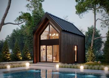 Drewniany domek szkieletowy z antresolą całoroczny 25 m2