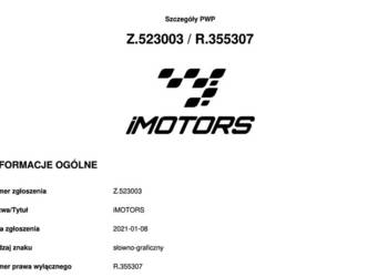 Syndyk sprzeda znak towarowy SŁOWNO - GRAFICZNY "iMOTORS"