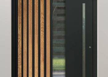PIVOT RAIL4 - aluminiowe drzwi obrotowe z pionowymi listwami z profili alum