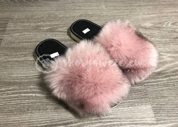 Klapki Futrzane Pantofle ze sztucznym futerkiem Różowe 36,37,40