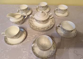 Serwis Kawowy Casalino Bone China 18 Elementów Porcelana Biała Vintage