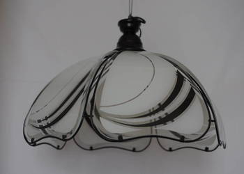 Żyrandol do salonu, szkło, metal, jednopunktowy, stan bardzo dobry