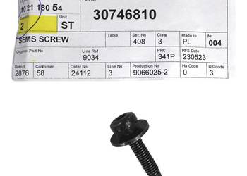 VOLVO oryginalna sruba lampy reflektora M6x25 OE 30746810 VOLVO oryginalna sruba lampy reflektora M6x25 OE 30746810