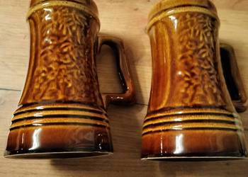 Dwa kufle ceramika Mirostowice prl zestaw