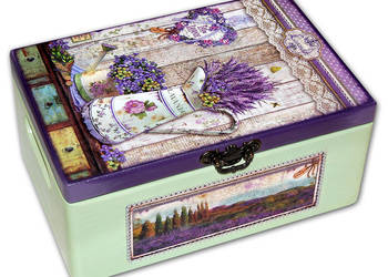 KUFER drewniana skrzynka LAWENDA shabby 30x20