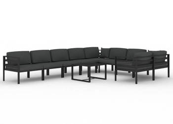 10-cz. zestaw mebli ogrodowych poduszki aluminium antracyt WM-3107824