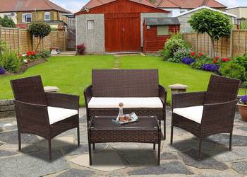 7-częściowy zestaw mebli balkonowych z siedziskiem i stołem, meble ogrodowe