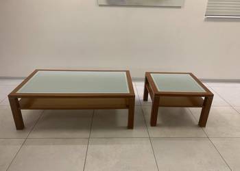 ZESTAW 2 STOLIKÓW KAWOWYCH DREWNO + SZKŁO NIEMIECKA JAKOŚĆ
