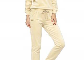 DRES WELUR KOMPLET DRESOWY WELUROWY BLUZA SPODNIE naszywka wstążka żółty